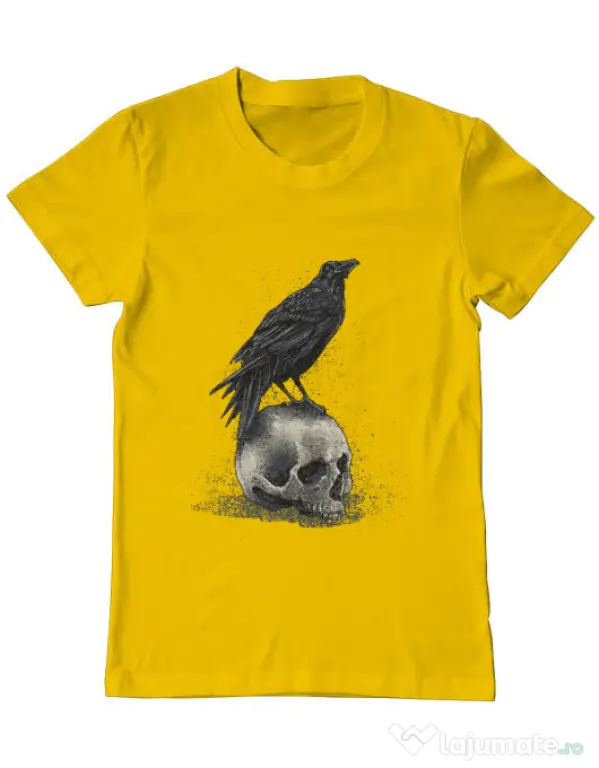 Tricou ADLER barbat Crow skull Galben