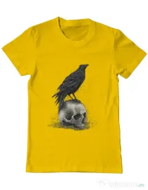 Tricou ADLER barbat Crow skull Galben