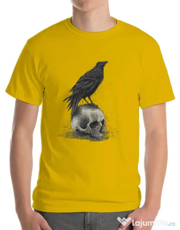 Tricou ADLER barbat Crow skull Galben