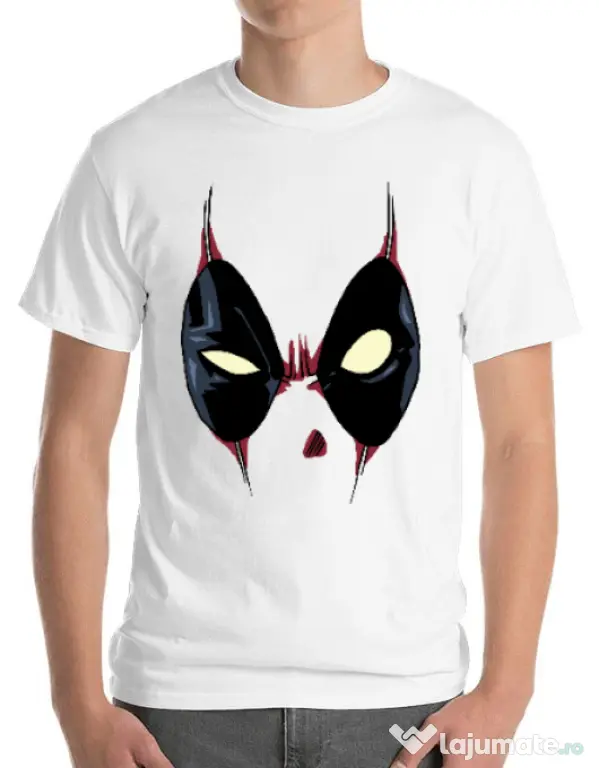 Tricou ADLER barbat Deadpool mask Alb