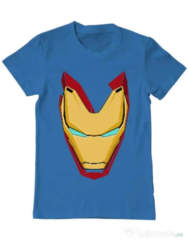 Tricou ADLER barbat Iron man mask Albastru azuriu