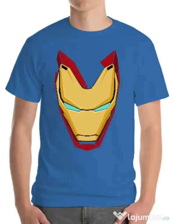 Tricou ADLER barbat Iron man mask Albastru azuriu