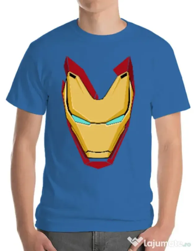 Tricou ADLER barbat Iron man mask Albastru azuriu