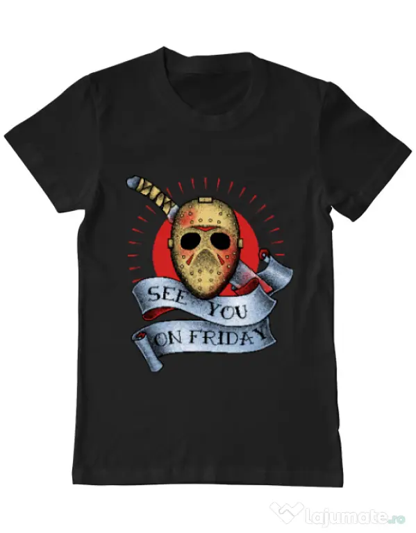 Tricou ADLER barbat See you on friday Negru