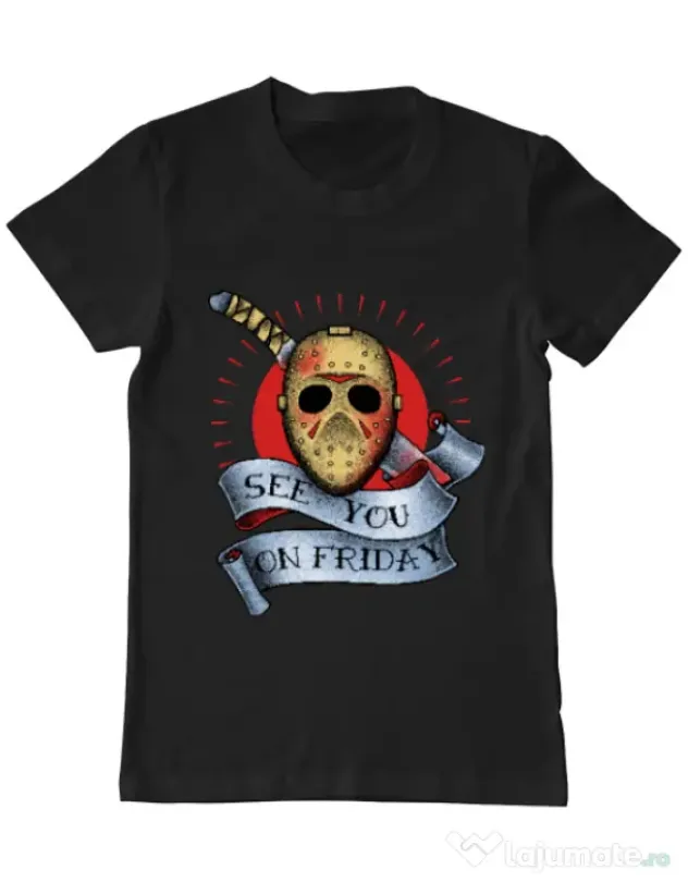 Tricou ADLER barbat See you on friday Negru
