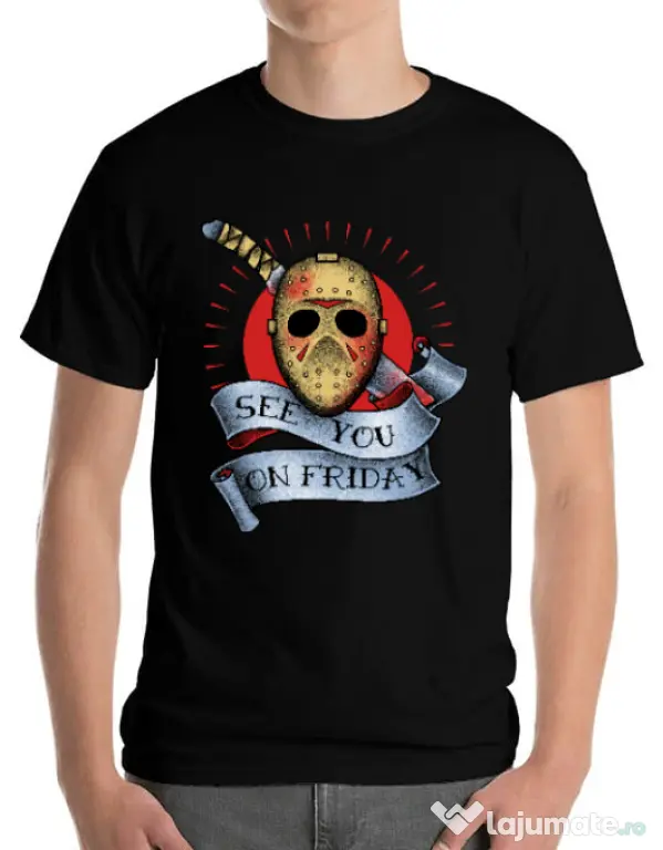 Tricou ADLER barbat See you on friday Negru