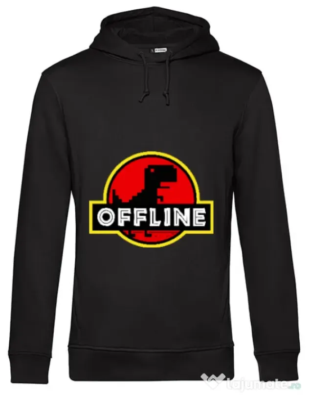 Hoodie barbat cu gluga Offline Negru