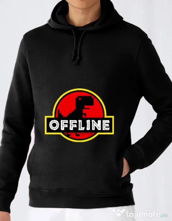 Hoodie barbat cu gluga Offline Negru
