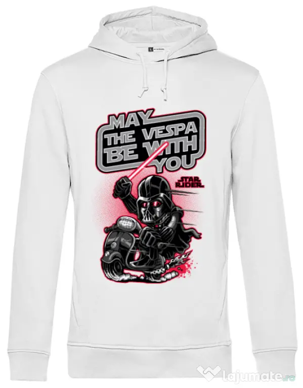 Hoodie barbat cu gluga Star rider Alb