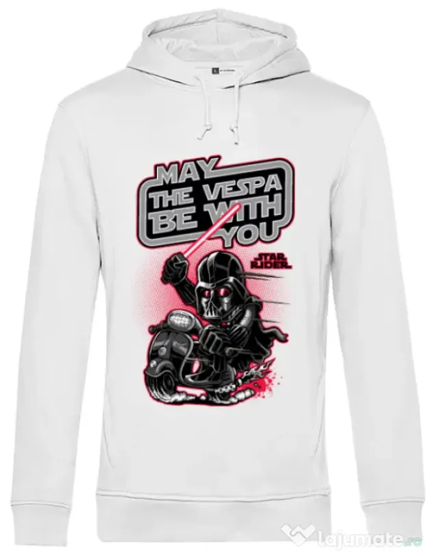 Hoodie barbat cu gluga Star rider Alb