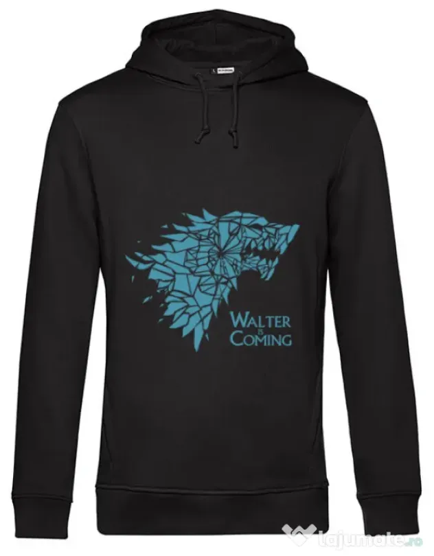 Hoodie barbat cu gluga Walter is coming Negru