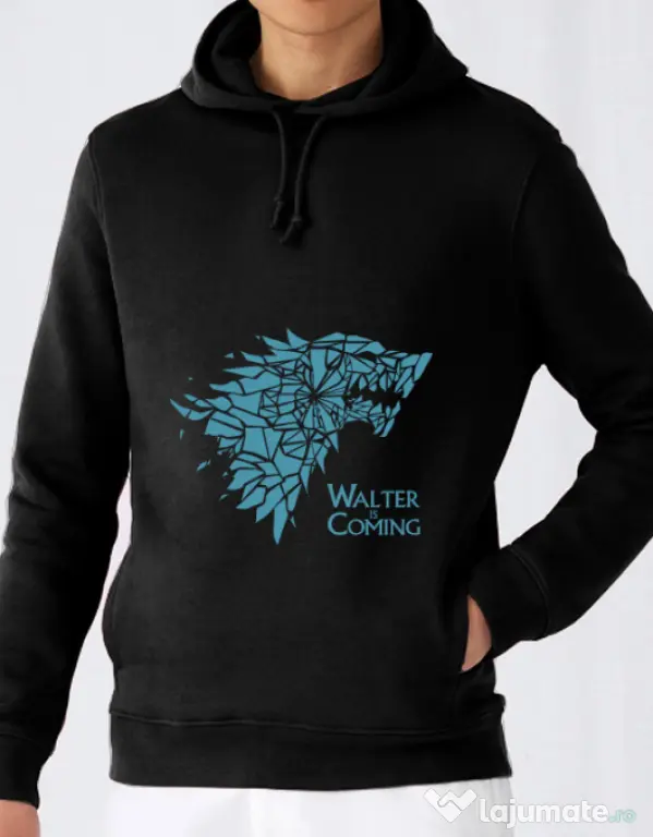 Hoodie barbat cu gluga Walter is coming Negru
