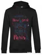 Hoodie barbat cu gluga Breakfast in New York Negru
