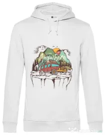 Hoodie barbat cu gluga Adventure Alb