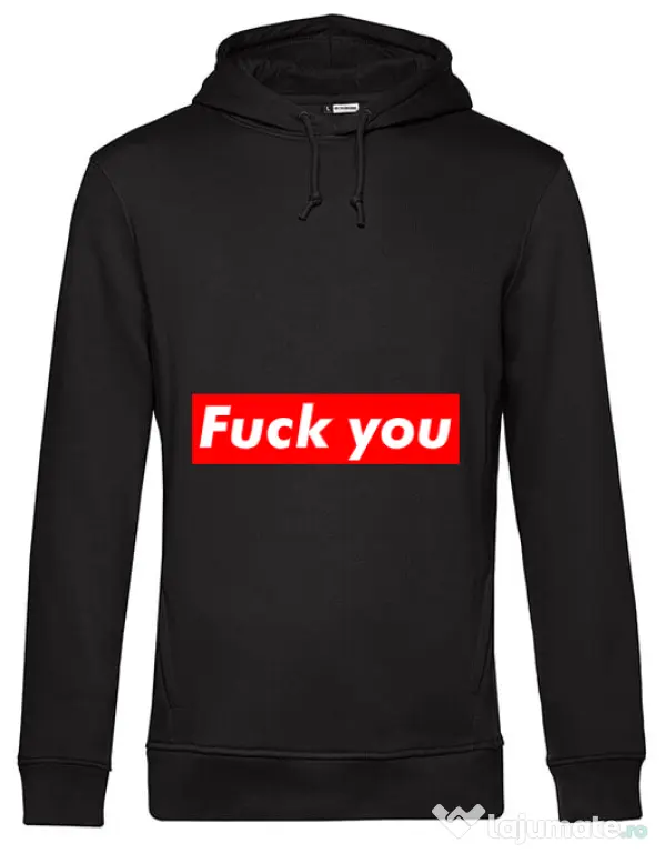 Hoodie barbat cu gluga Fuck you Negru