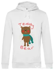 Hoodie barbat cu gluga Teddy bear Alb