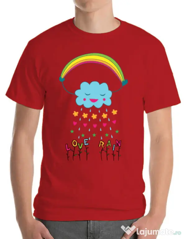Tricou ADLER barbat Love rain Rosu