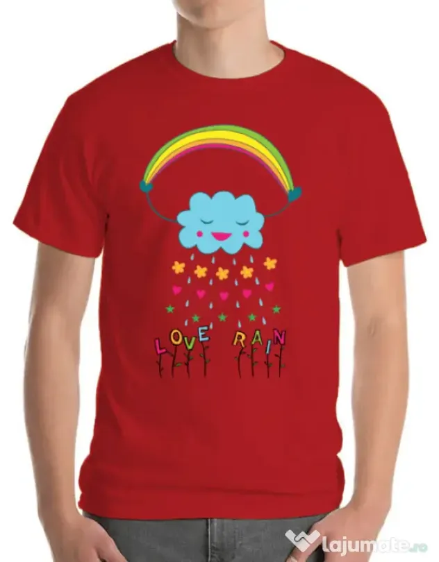 Tricou ADLER barbat Love rain Rosu