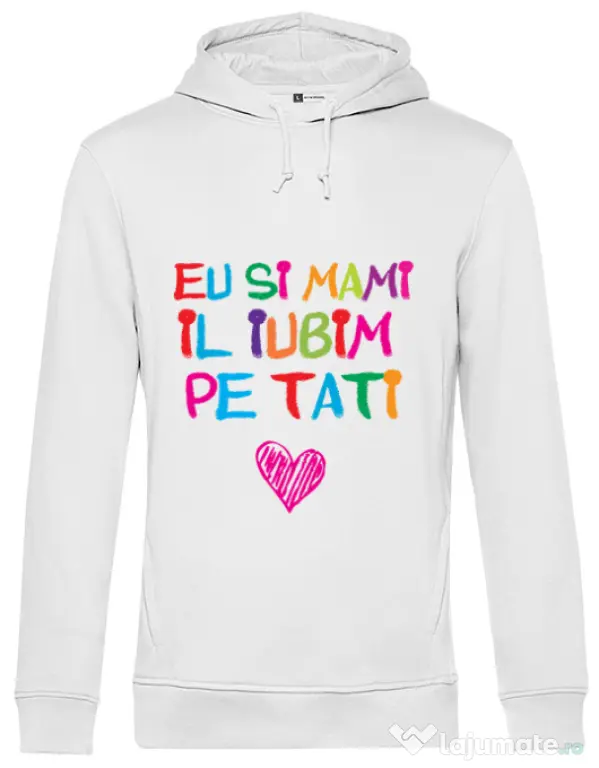 Hoodie barbat cu gluga Il iubim pe tati Alb