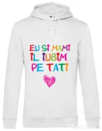 Hoodie barbat cu gluga Il iubim pe tati Alb