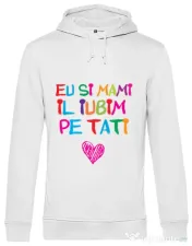 Hoodie barbat cu gluga Il iubim pe tati Alb