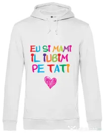 Hoodie barbat cu gluga Il iubim pe tati Alb