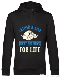 Hoodie barbat cu gluga Father and son Negru