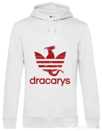 Hoodie barbat cu gluga Dracarys Alb