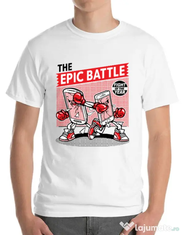 Tricou ADLER barbat Epic battle Alb