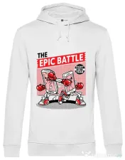 Hoodie barbat cu gluga Epic battle Alb