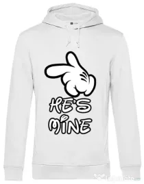 Hoodie barbat cu gluga He is mine Alb