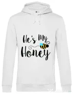 Hoodie barbat cu gluga He is my honey Alb
