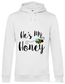 Hoodie barbat cu gluga He is my honey Alb