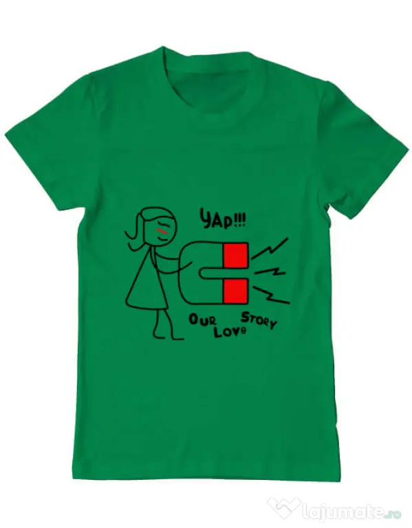 Tricou ADLER barbat Our love story 1 Verde mediu