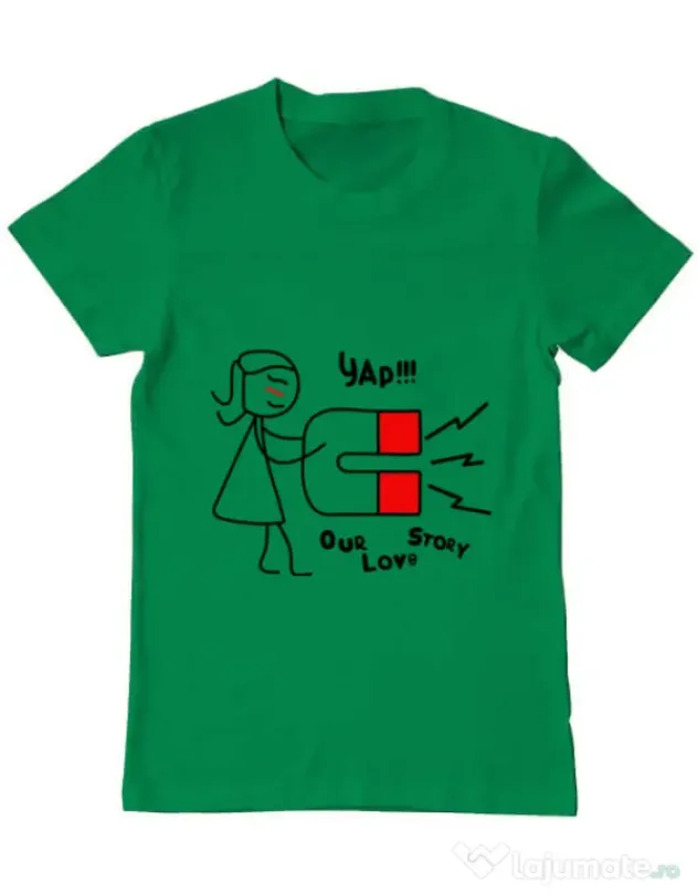 Tricou ADLER barbat Our love story 1 Verde mediu