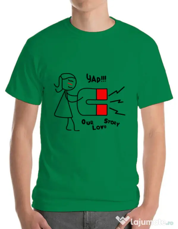 Tricou ADLER barbat Our love story 1 Verde mediu