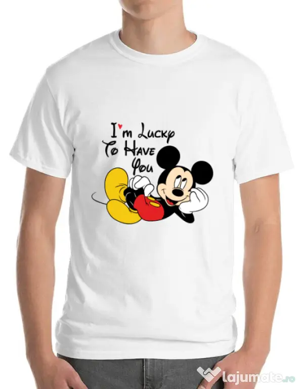 Tricou ADLER barbat Lucky to have you Alb