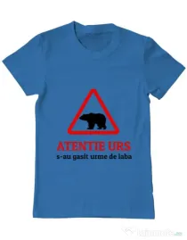 Tricou ADLER barbat Atentie urs Albastru azuriu