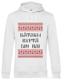 Hoodie barbat cu gluga Bataia e rupta din rai Alb
