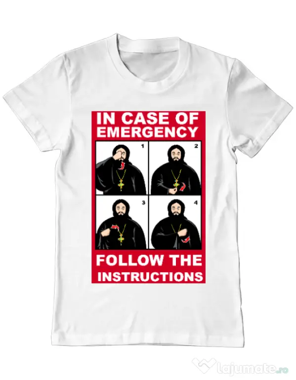 Tricou ADLER barbat In case of emergency Alb