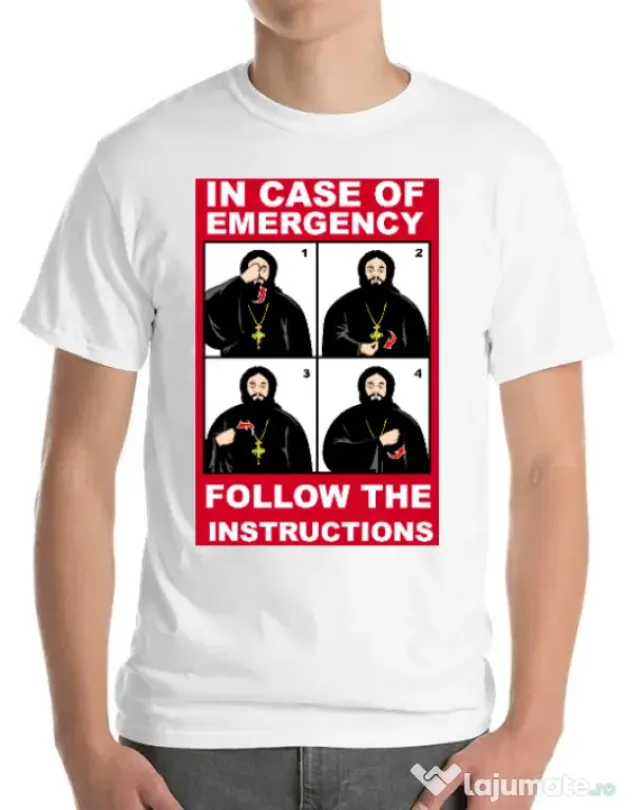 Tricou ADLER barbat In case of emergency Alb