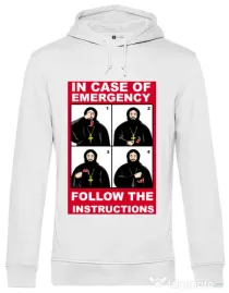 Hoodie barbat cu gluga In case of emergency Alb