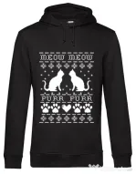 Hoodie barbat cu gluga Meow purr Negru