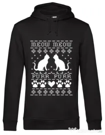 Hoodie barbat cu gluga Meow purr Negru