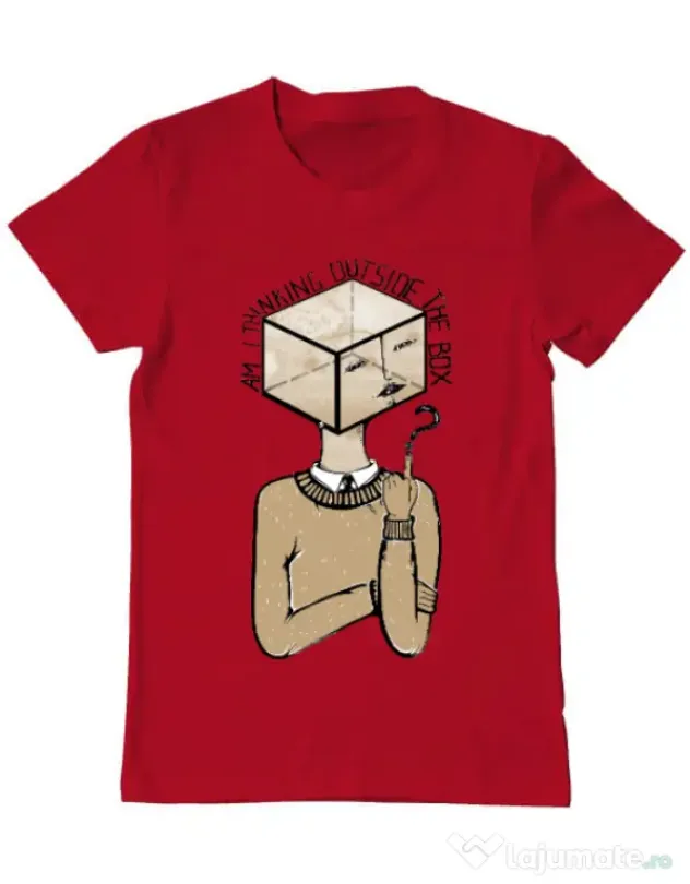 Tricou ADLER barbat Am I thinking outside the box Rosu