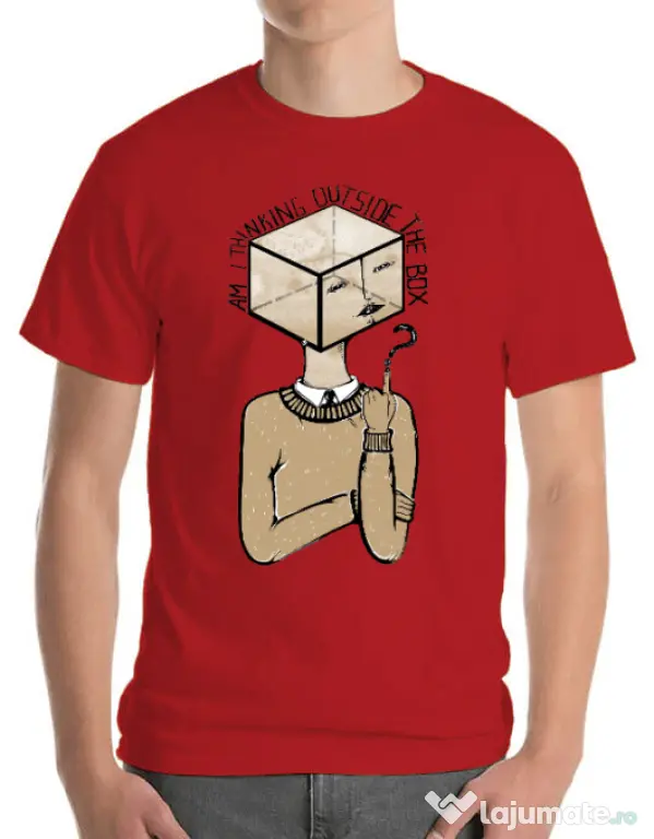 Tricou ADLER barbat Am I thinking outside the box Rosu