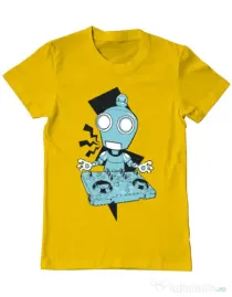 Tricou ADLER barbat Dj robot Galben