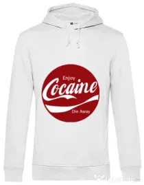 Hoodie barbat cu gluga Enjoy cocaine Alb