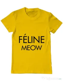 Tricou ADLER barbat Feline meow Galben
