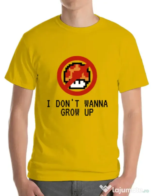 Tricou ADLER barbat I dont wanna grow up Galben